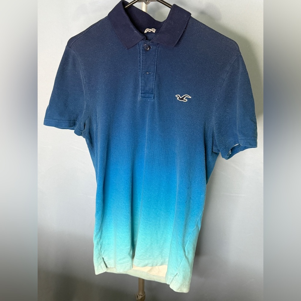 Hollister Navy and Aqua Polo Shirt